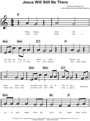 Jesus Will Still Be There Sheet Music by Point of Grace - Beginner Notes