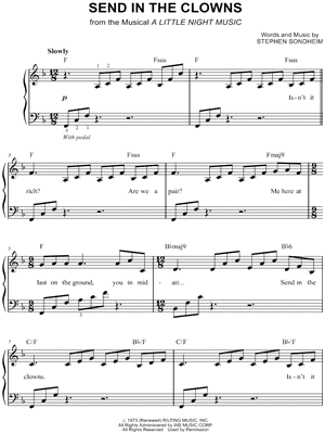 Send In the Clowns Sheet Music by Stephen Sondheim - Easy Piano