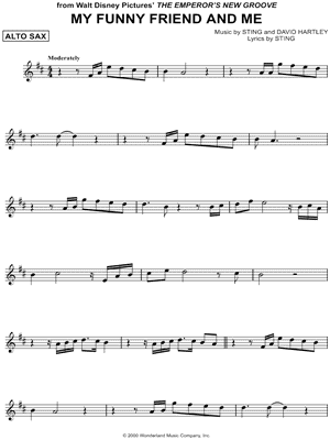 My Funny Friend and Me Sheet Music from The Emperor's New Groove - Alto Saxophone Solo