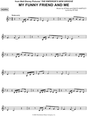 My Funny Friend and Me Sheet Music from The Emperor's New Groove - French Horn Solo