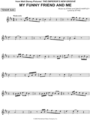 My Funny Friend and Me Sheet Music from The Emperor's New Groove - Tenor Saxophone Solo