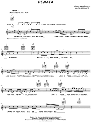 Renata Sheet Music by Glen Hansard - Lyrics/Melody/Guitar