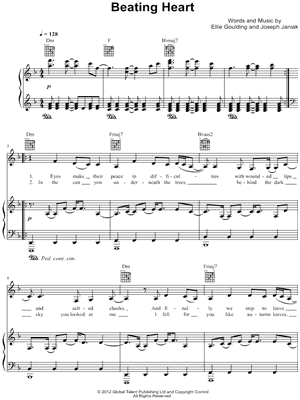 Beating Heart Sheet Music by Ellie Goulding - Piano/Vocal/Guitar, Singer Pro