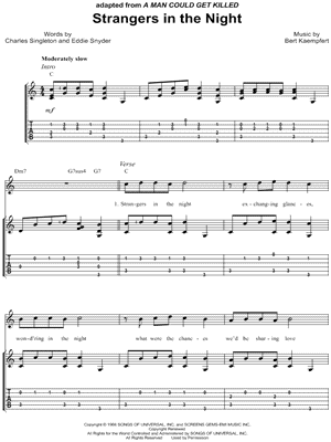 Strangers In the Night Sheet Music by Frank Sinatra - Guitar TAB