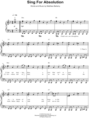Sing for Absolution Sheet Music by Muse - Easy Piano
