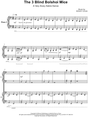 The 3 Blind Bolshoi Mice Sheet Music by Sonny Chua - 2 Piano 4-Hands