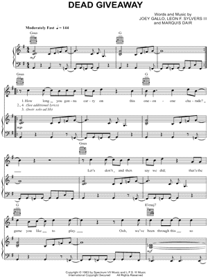 Dead Giveaway Sheet Music by Shalamar - Piano/Vocal/Guitar, Singer Pro