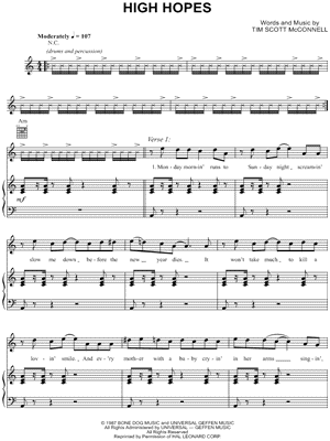 High Hopes Sheet Music by Bruce Springsteen - Piano/Vocal/Guitar, Singer Pro