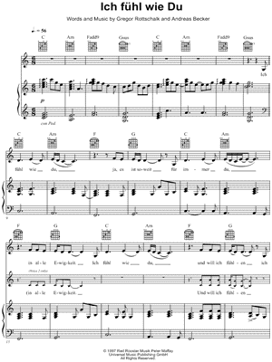 Ich F hl Wie Du Sheet Music by Engelsgleich - Piano/Vocal/Guitar, Singer Pro