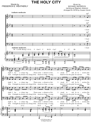 The Holy City (SATB) - 5 Prints Sheet Music by Stephen Adams - SATB Choir + Piano