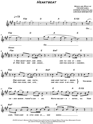 Heartbeat Sheet Music by Lincoln Brewster - Leadsheet