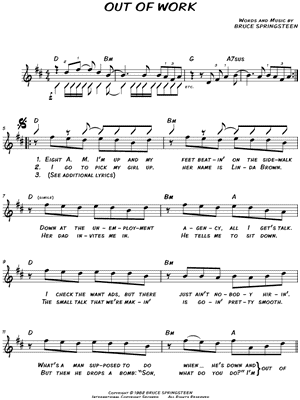 Out of Work Sheet Music by Gary Bonds - Leadsheet