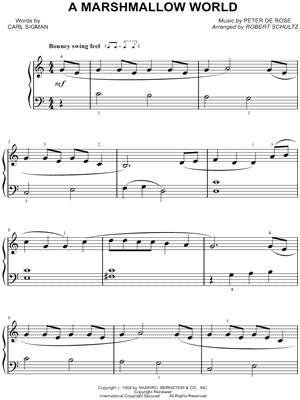A Marshmallow World Sheet Music by Peter De Rose - Big Note, Easy Piano/Big Note;Easy Piano