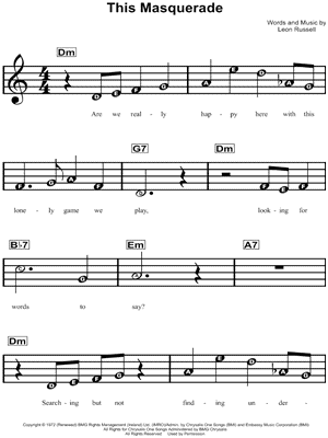 Leon Russell - This Masquerade - Sheet Music (Digital Download)