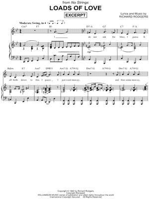 Loads of Love [Excerpt] Sheet Music from No Strings - Piano/Vocal/Chords, Singer Pro