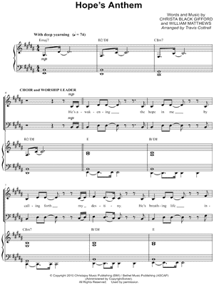 Hope's Anthem - 5 Prints Sheet Music by Travis Cottrell - SATB Choir + Piano