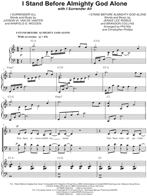 I Stand Before Almighty God Alone (with I Surrender All) - 5 Prints Sheet Music by Phil Nitz - SATB Choir + Piano