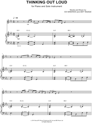 Ed Sheeran - Thinking Out Loud - Piano Accompaniment - Sheet Music (Digital Download)