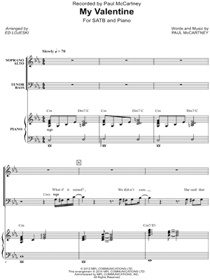 My Valentine - 5 Prints Sheet Music by Paul McCartney - SATB Choir + Piano