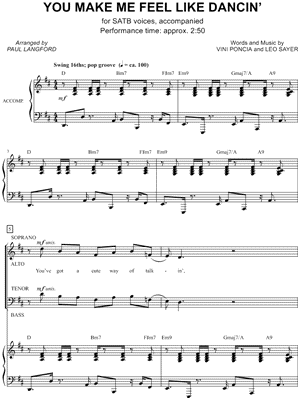 You Make Me Feel Like Dancing - 5 Prints Sheet Music by Leo Sayer - SATB Choir + Piano