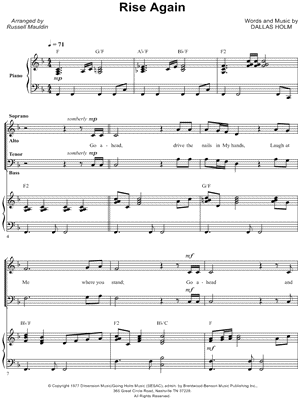 Rise Again - 5 Prints Sheet Music by Dallas Holm - SATB Choir + Piano