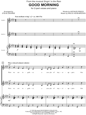 Good Morning - 3 Prints Sheet Music from Singin' in the Rain - 2-Part Choir + Piano