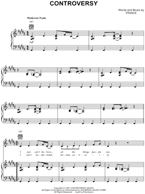 Controversy Sheet Music by Prince - Piano/Vocal/Guitar