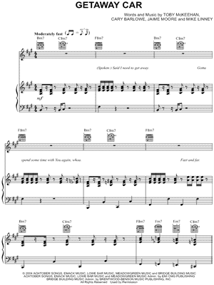 Getaway Car Sheet Music by tobyMac - Piano/Vocal/Guitar