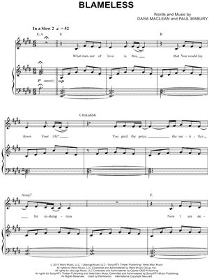 Blameless Sheet Music by Dara MacLean - Piano/Vocal/Chords, Singer Pro