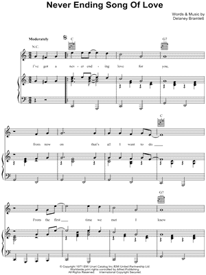 Never Ending Song of Love Sheet Music by Delaney & Bonnie - Piano/Vocal/Guitar