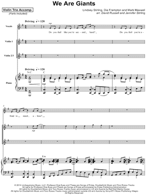 Lindsey Stirling - We Are Giants - Violin Trio & Piano/Vocal - Sheet Music (Digital Download)
