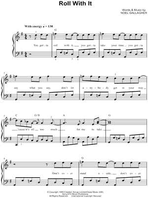 Oasis - Roll with It - Sheet Music (Digital Download)