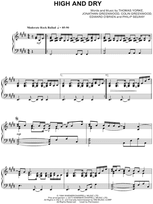 High and Dry Sheet Music by Radiohead - Piano Solo
