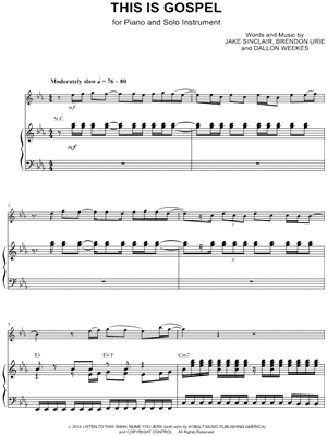 Panic! At the Disco - This Is Gospel - Piano Accompaniment - Sheet Music (Digital Download)