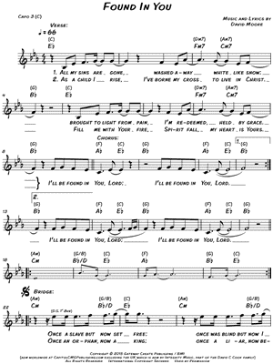Found in You Sheet Music by Gateway Worship - Leadsheet