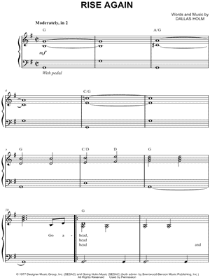 dallas holm sheet music to download and print world center of rise again sheet music