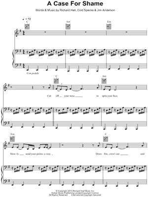 A Case for Shame Sheet Music by Moby feat. Cold Specks - Piano/Vocal/Guitar, Singer Pro