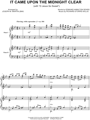 It Came Upon a Midnight Clear Sheet Music by Joseph M. Martin - 2 Piano 4-Hands