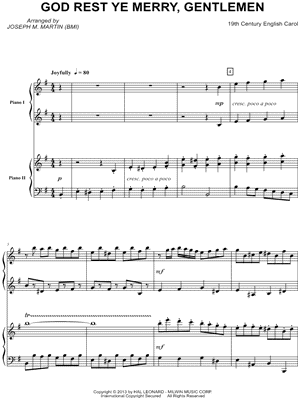 God Rest Ye Merry, Gentlemen Sheet Music by Joseph Martin - 2 Piano 4-Hands