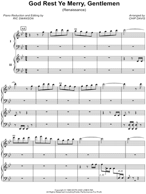 God Rest Ye Merry, Gentleman (Renaissance) Sheet Music by Mannheim Steamroller - 2 Piano 4-Hands