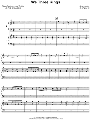 We Three Kings Sheet Music by Mannheim Steamroller - 2 Piano 4-Hands
