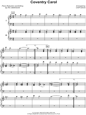 The Coventry Carol Sheet Music by Mannheim Steamroller - 2 Piano 4-Hands