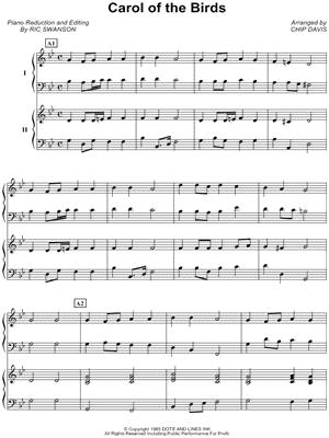 Carol of the Birds Sheet Music by Mannheim Steamroller - 2 Piano 4-Hands
