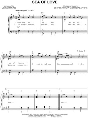 Sea of Love Sheet Music by Phil Phillips - Easy Piano