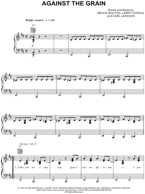 Against the Grain Sheet Music by Garth Brooks - Piano/Vocal/Guitar