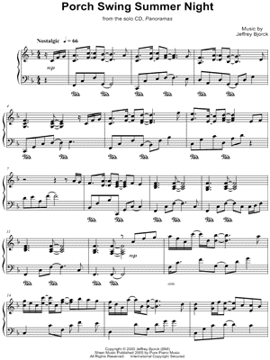 Porch Swing Summer Night Sheet Music by Jeff Bjorck - Piano Solo