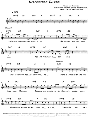 Impossible Things Sheet Music by Chris Tomlin - Leadsheet