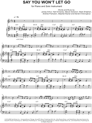 James Arthur - Say You Won't Let Go - Piano Accompaniment - Sheet Music (Digital Download)
