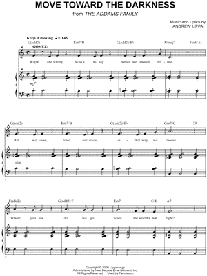 Andrew Lippa - Move Toward the Darkness - from The Addams Family - Sheet Music (Digital Download)