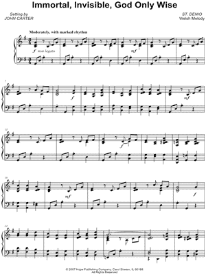 John Carter - Immortal, Invisible, God Only Wise - Sheet Music (Digital Download)